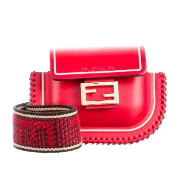 SALE!!! Fendi nano pico FF leather mini Baguette with logo crossbody strap - Picture 1 of 8